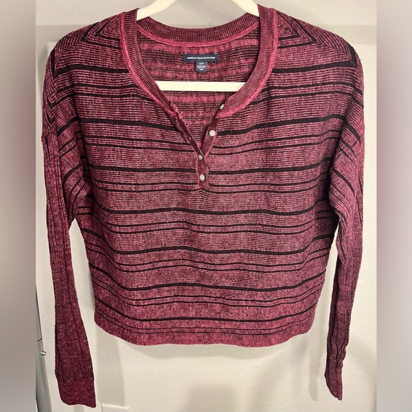 AE American Eagle Cropped Sweater Womens Size Small Red - Picture 1 of 8